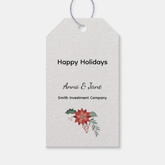 Étiquettes-cadeau Custom Business Red Holiday Flower Bough Holiday 