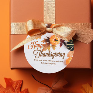 Étiquettes Cadeau Custom Business Thanksgiving Beau Citrouille
