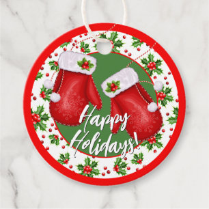 Étiquettes Cadeau Custom Classic Holiday Green Holly Red Berries