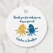 Étiquettes Cadeau Custom Funny Marine et Gold Ocean Octopus Mariage (Devant)