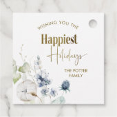 Étiquettes Cadeau Custom Happiest Holidays, Winter Greenery Holiday (Dos)