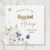 Étiquettes Cadeau Custom Happiest Holidays, Winter Greenery Holiday (Devant)