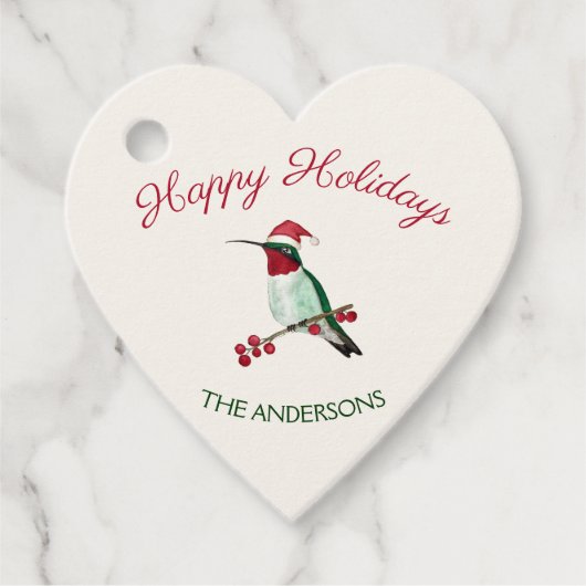 Étiquettes Cadeau Custom Happy Holidays Père Noël Hummingbird (Devant)