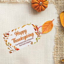 Custom Happy Thanksgiving Autumn Leaves Business