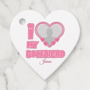 Étiquettes Cadeau Custom I Love My Boyfriend - Ajouter photo et nom