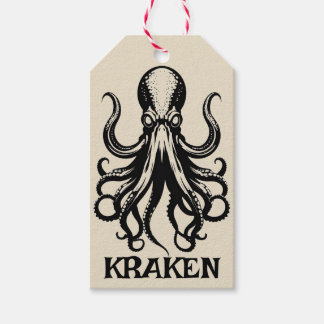 Étiquettes-cadeau Custom Kraken Octopus Squid Name Personalized