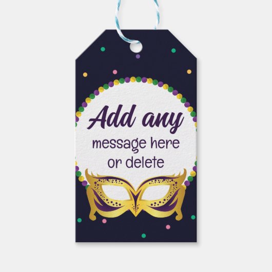 Étiquettes-cadeau CUSTOM Mardi Gras Theme Party Fun perles festives (Devant)