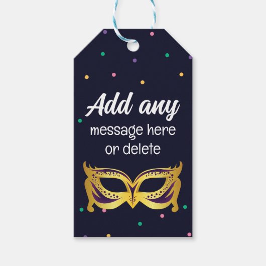 Étiquettes-cadeau CUSTOM Mardi Gras Theme Party Fun perles festives (Devant)