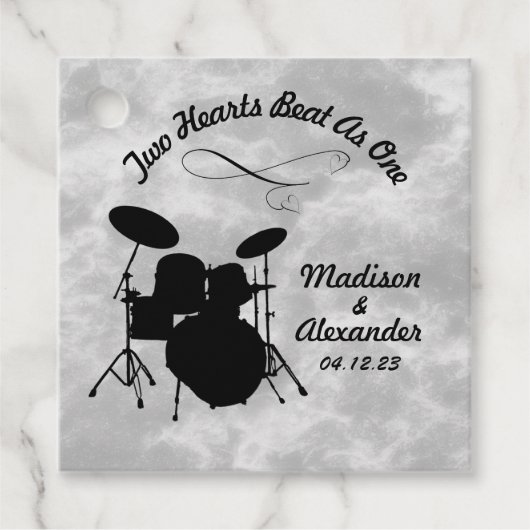 Étiquettes Cadeau Custom Name Rock & Roll Drummer Wedding Drum Kit (Devant)
