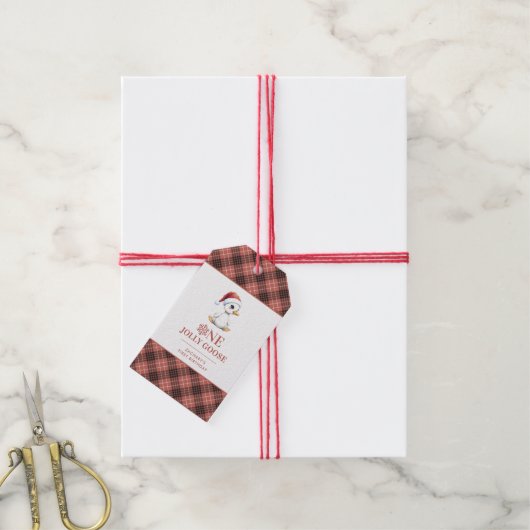 Étiquettes-cadeau Custom One Jolly Goose December First Birthday (Avec de la ficelle)