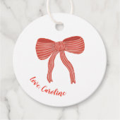 Étiquettes Cadeau Custom Red Bow Personalized Valentine's Day  (Devant)
