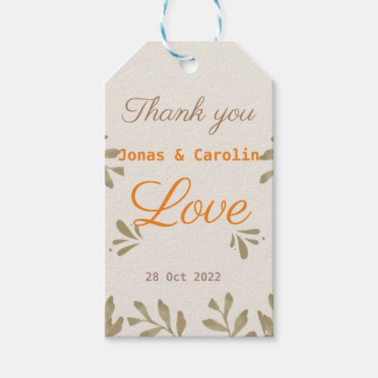 Étiquettes-cadeau Custom Spread amour verdure mariage élégant simple (Devant)