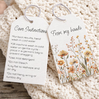 Étiquettes-cadeau Custom Wildflowers Handmade Care Instructions