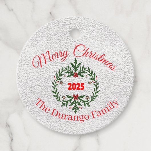 Étiquettes Cadeau Customisable Christmas Festive Floral Wreath (Devant)
