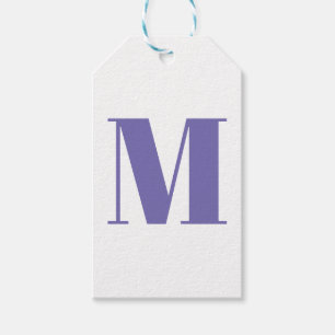 Étiquettes-cadeau Customiser monogramme initial périwinkle blanc