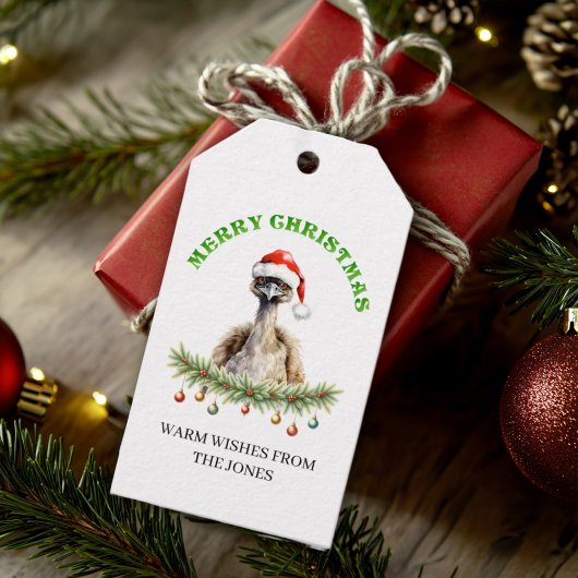 Étiquettes-cadeau Customizable Christmas Aussie Emu