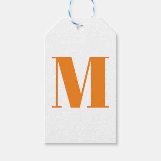 Étiquettes-cadeau Customize monogram orange blanc (Devant)