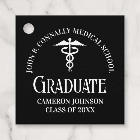 Étiquettes Cadeau Customized Black Medical School Graduation Party (Devant)