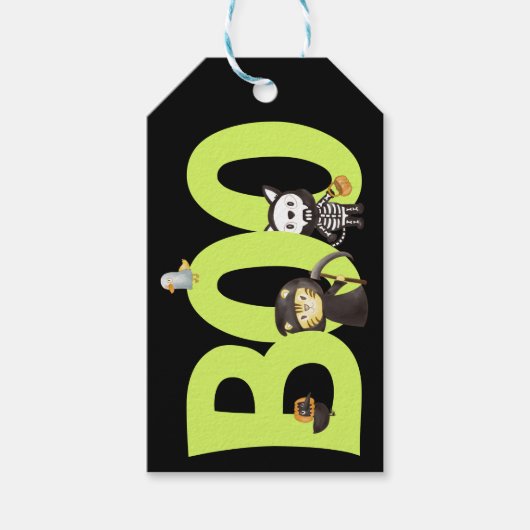 Étiquettes-cadeau Cute Animal Halloween Boo (Devant)