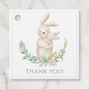 Étiquettes Cadeau Cute Animaux Bunny Baby shower vert personnalisé