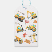 Étiquettes-cadeau Cute Aquarelle Construction Anniversaire (Dos)