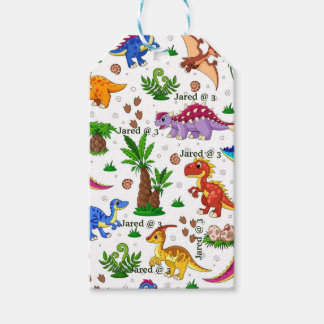 Étiquettes-cadeau Cute Aquarelle Enfants Anniversaire Dinosaure Merc