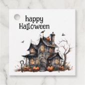 Étiquettes Cadeau Cute Aquarelle Maison Hantée Halloween (Devant)