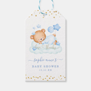 Étiquettes-cadeau Cute Aquarelle Teddy Bear Baby shower garçon