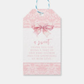 Étiquettes-cadeau Cute arc rose preppy bébé fille douche merci (Dos)