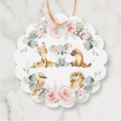 Étiquettes Cadeau Cute Australian Animals Rose Floral Vert (Dos)