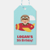 Étiquettes-cadeau Cute Aviator Boy Avion fête d'anniversaire (Devant)