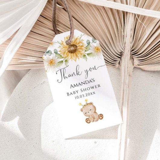 Étiquettes-cadeau Cute Baby shower d'ours de miel Merci