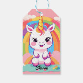 Étiquettes-cadeau Cute Baby Unicorn Arc-en-ciel (Dos)