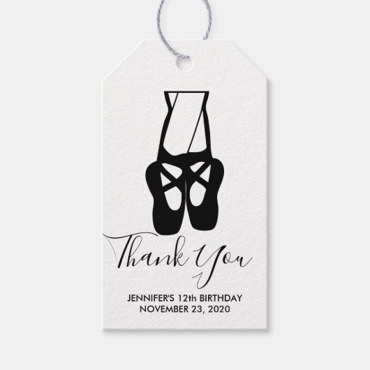 Étiquettes-cadeau Cute Ballet Dancer Jambes & Chaussons Merci (Devant)