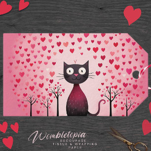 Étiquettes-cadeau Cute Be my Valentine Chat in Pink Heart Forest