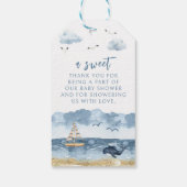 Étiquettes-cadeau Cute bleu marine bébé garçon douche merci (Dos)