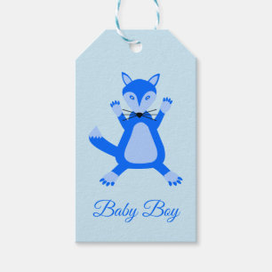 Étiquettes-cadeau Cute Blue Baby Boy Fox Baby shower personnalisé