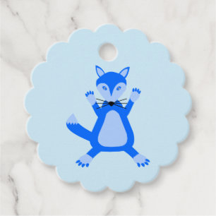 Étiquettes Cadeau Cute Blue Baby Boy Fox Baby shower personnalisé