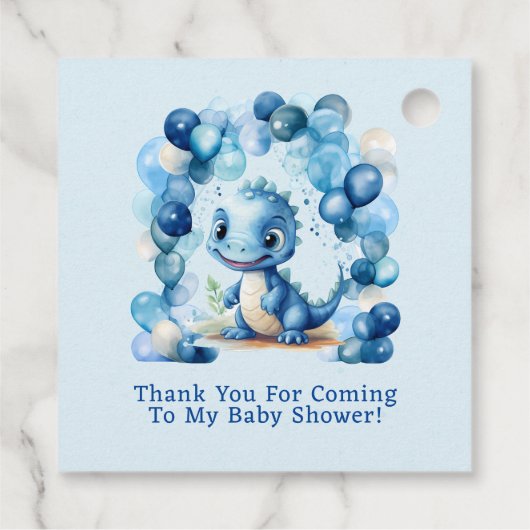 Étiquettes Cadeau Cute Blue Dinosaur Ballons Baby shower garçon (Dos)