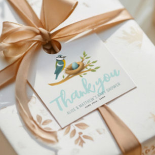 Étiquettes Cadeau Cute Blue Oh Boy Bird Nest Baby shower