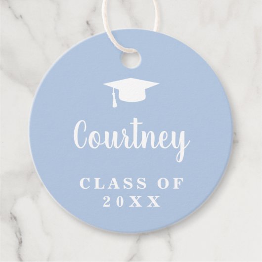 Étiquettes Cadeau Cute Blue Simple Mortier Board Moderne Graduation (Devant)
