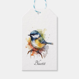 Étiquettes-cadeau Cute Bluetit sur une branche, personnalisé