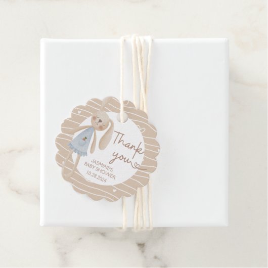 Étiquettes Cadeau Cute Boho Oh Baby Bunny Coeurs Merci (En situation)