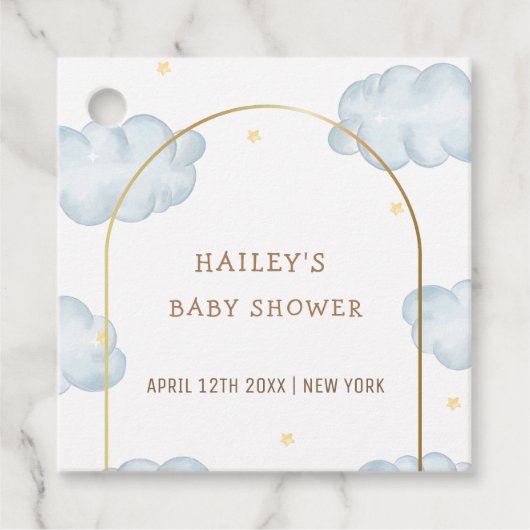 Étiquettes Cadeau Cute Boho Star Cloud Arch Baby shower garçon (Devant)