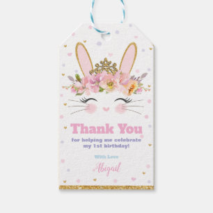 Étiquettes-cadeau Cute Bunny Anniversaire Merci Favor Balises Cadeau
