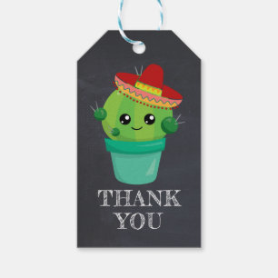 Étiquettes-cadeau Cute Cactus dans un Sombrero sur un Merci de table