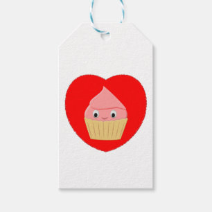 Étiquettes-cadeau Cute Cartoon Fraise Cupcake Au Coeur Rouge