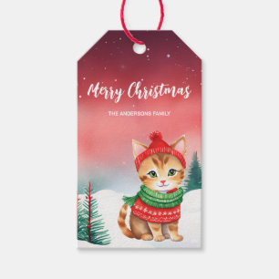 Étiquettes-cadeau Cute chat chaton Père Noël fête de Noël enfant