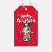 Étiquettes-cadeau Cute Chat Noël Stocking fourchettes Galore (Dos)