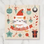 Étiquettes Cadeau Cute chat Profitez de la saison de Noël (Dos)